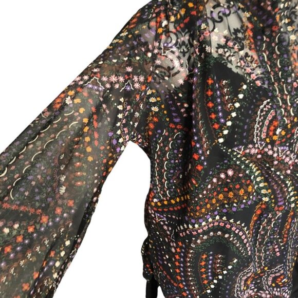 SAKS FIFTH AVE Floral Mesh Button-down Blouse - Picture 4 of 14